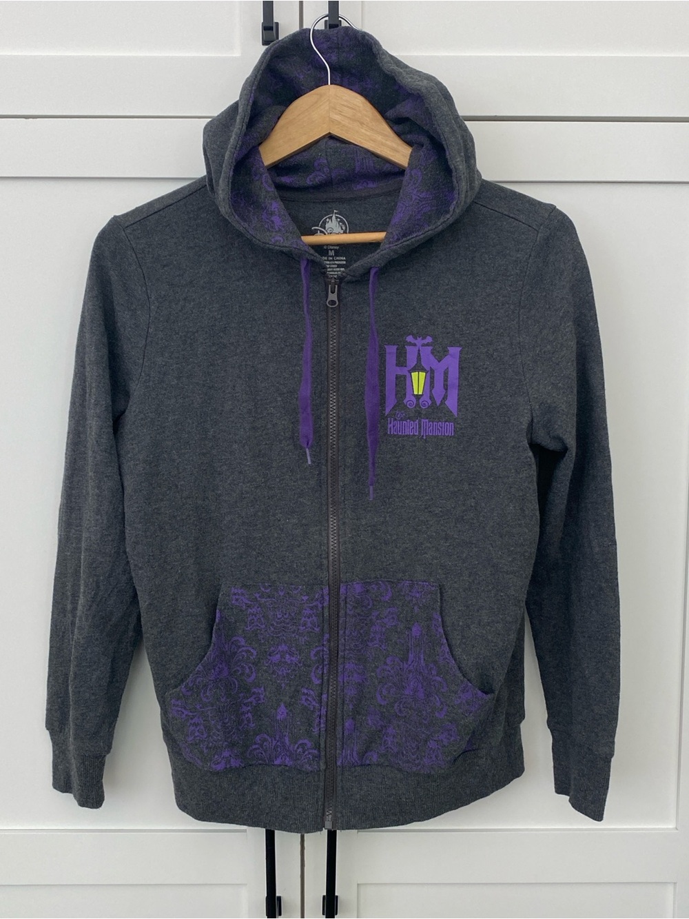 Disney Parks Womens 2020 Haunted Mansion Grey/Purple Full Zip Hoodie Jacket Sz M